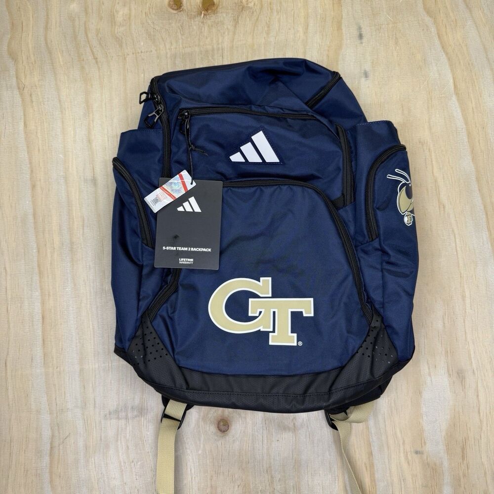 NEW Georgia Tech Yellow Jackets adidas 5-Star Team Issue Backpack Bag Navy Blue
